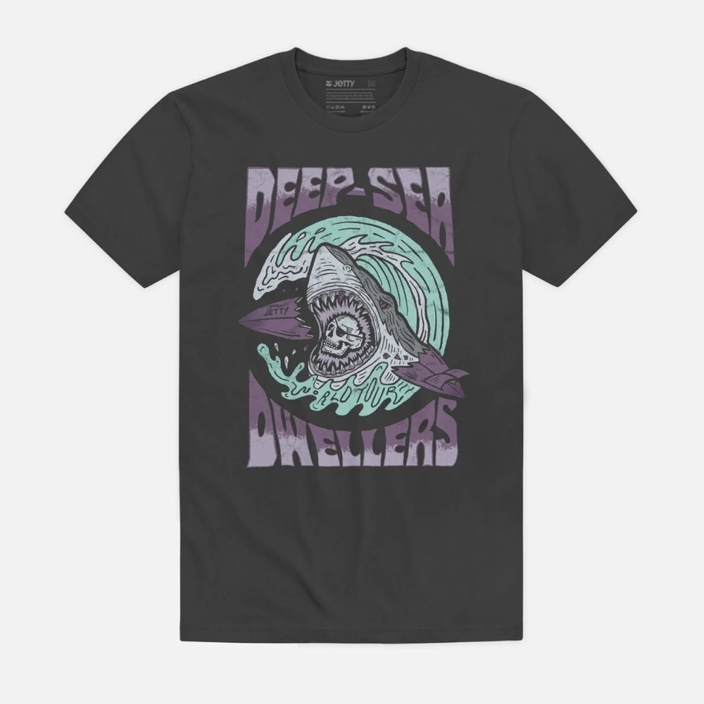 Jetty Dweller Graphic Tee T Shirt Surfer Mens Size Medium Deep Sea Dwellers